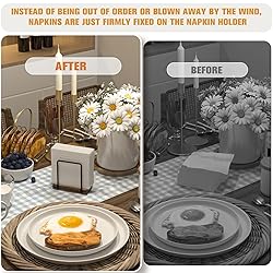 Napkin Holder for Table, Wood Iron Standing Napkin