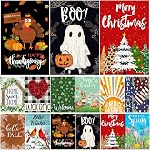 Seasonal Garden Flags Set of 12, Double Sided 12x18 Inch Small Yard Flags | Outdoor Yard Decor for All Seasons, Spring Summer Fall Winter, Valentine&rsquo;s Day, Easter, Halloween, Christmas Holiday Decor