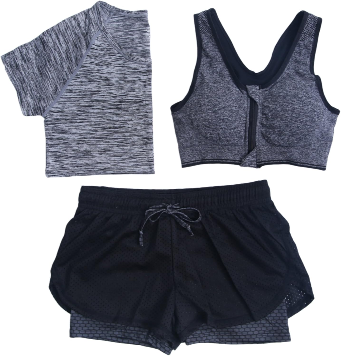 Women's 3 Piece Activewear Set Gym Outfit Workout Gear (M, Suit 10) at