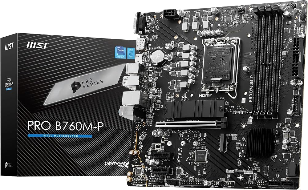 MSI PRO B760M-P Micro-ATX Motherboard LGA1700 DDR5 PCIe 4.0 M.2 2x Gen4
