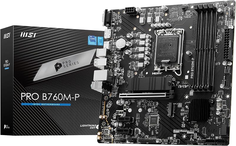 MSI PRO B760M-P Micro-ATX Motherboard LGA1700 DDR5 PCIe 4.0 M.2 2x Gen4