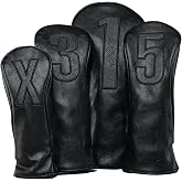 ZEETY Golf Headcover Set, Driver Fairway Wood Hybrid Head Covers | Golf Club Head Covers, Driver Head Cover, Fairway Wood Headcovers, Hybrid Headcover, PU Leather, Embroidered