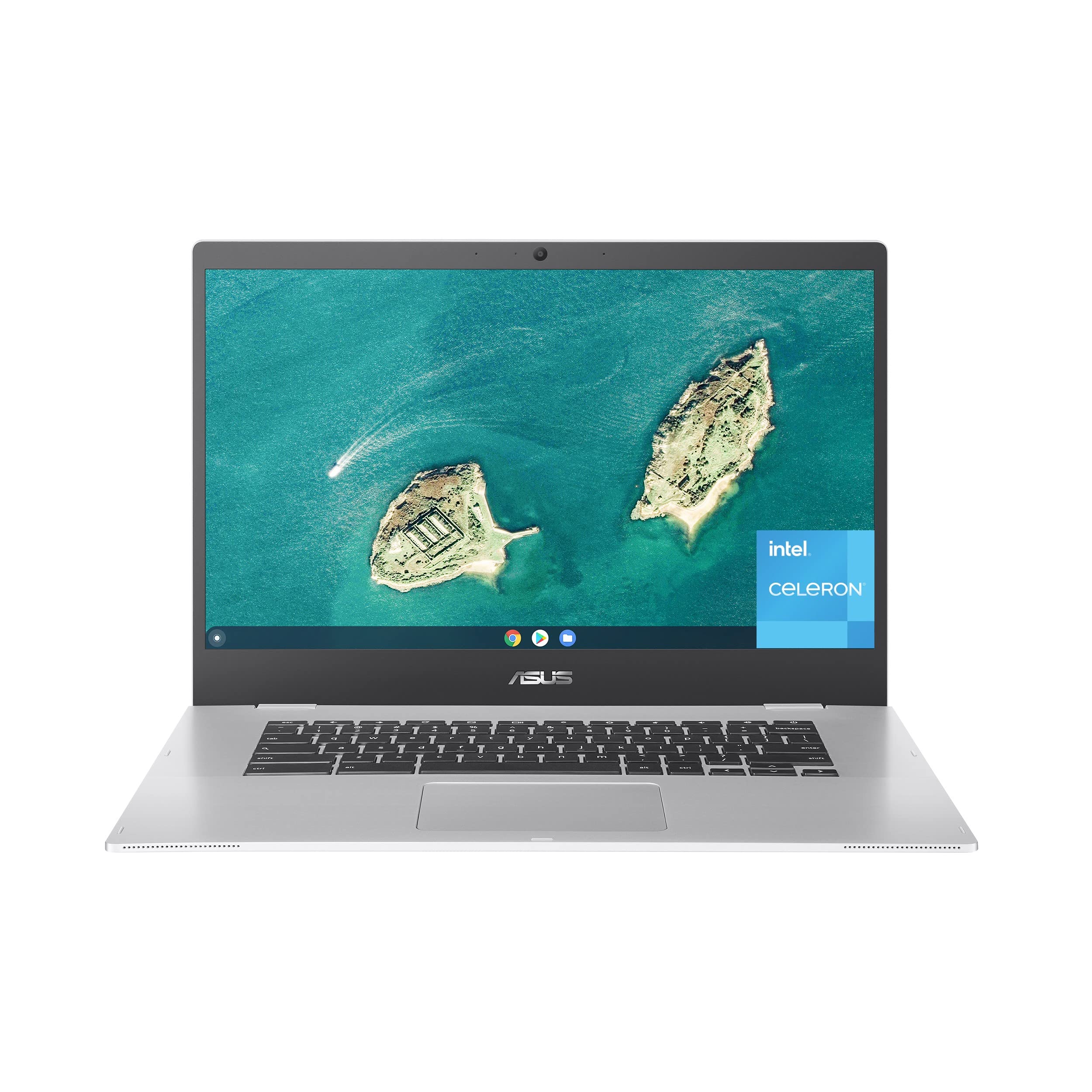 ASUS CX1500CNA-AS84F Chromebook CX1, 15.6" Full HD NanoEdge Display, Intel Celeron N3350 Processor, 64GB eMMC Storage, 8GB RAM, Chrome OS, Transparent Silver, CX1500CNA-AS84F