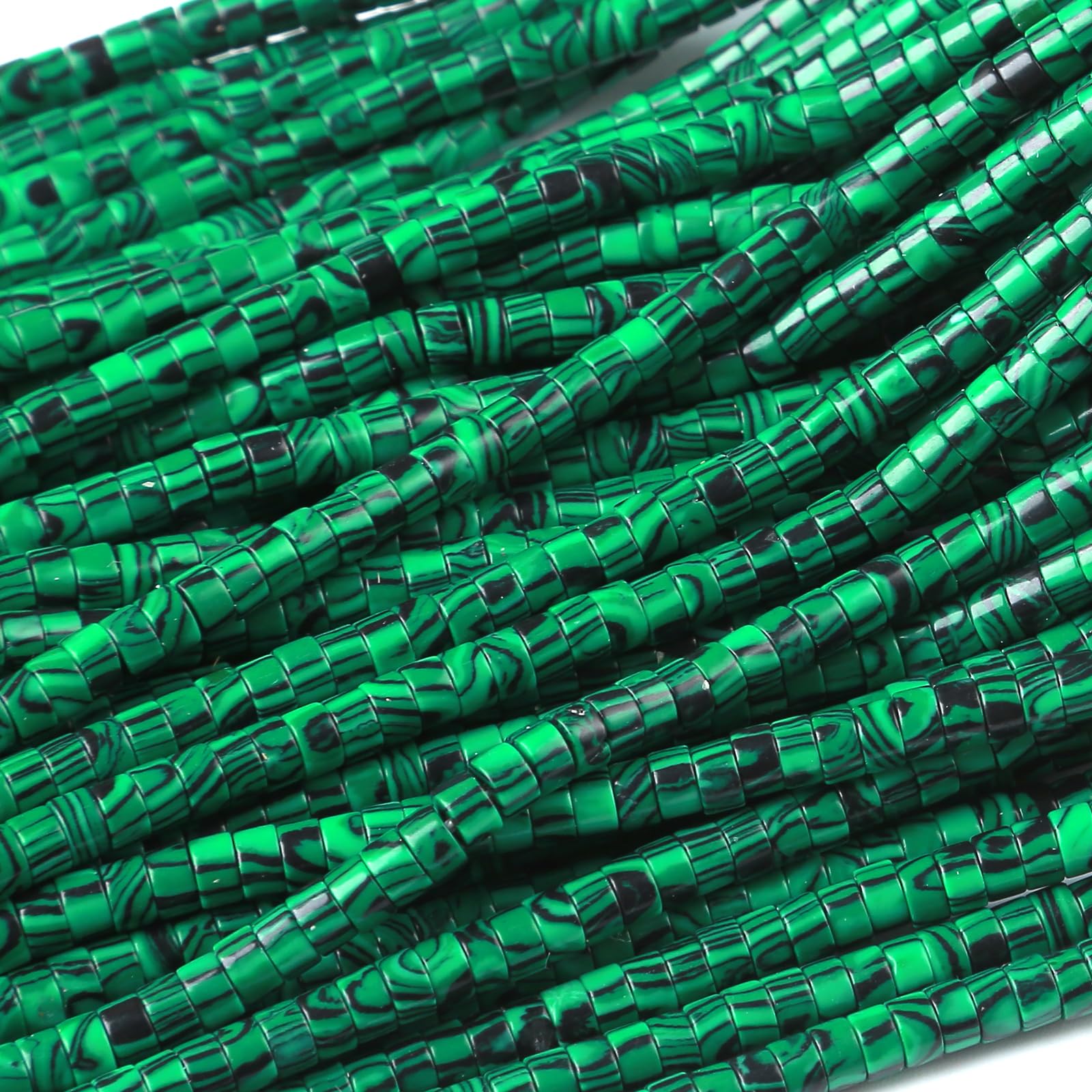 Photo 1 of 2x4MM 150PCS Malachite Tube Cylinder Rondelle Abacus Disk Spacer Loose Beads for Jewelry Making