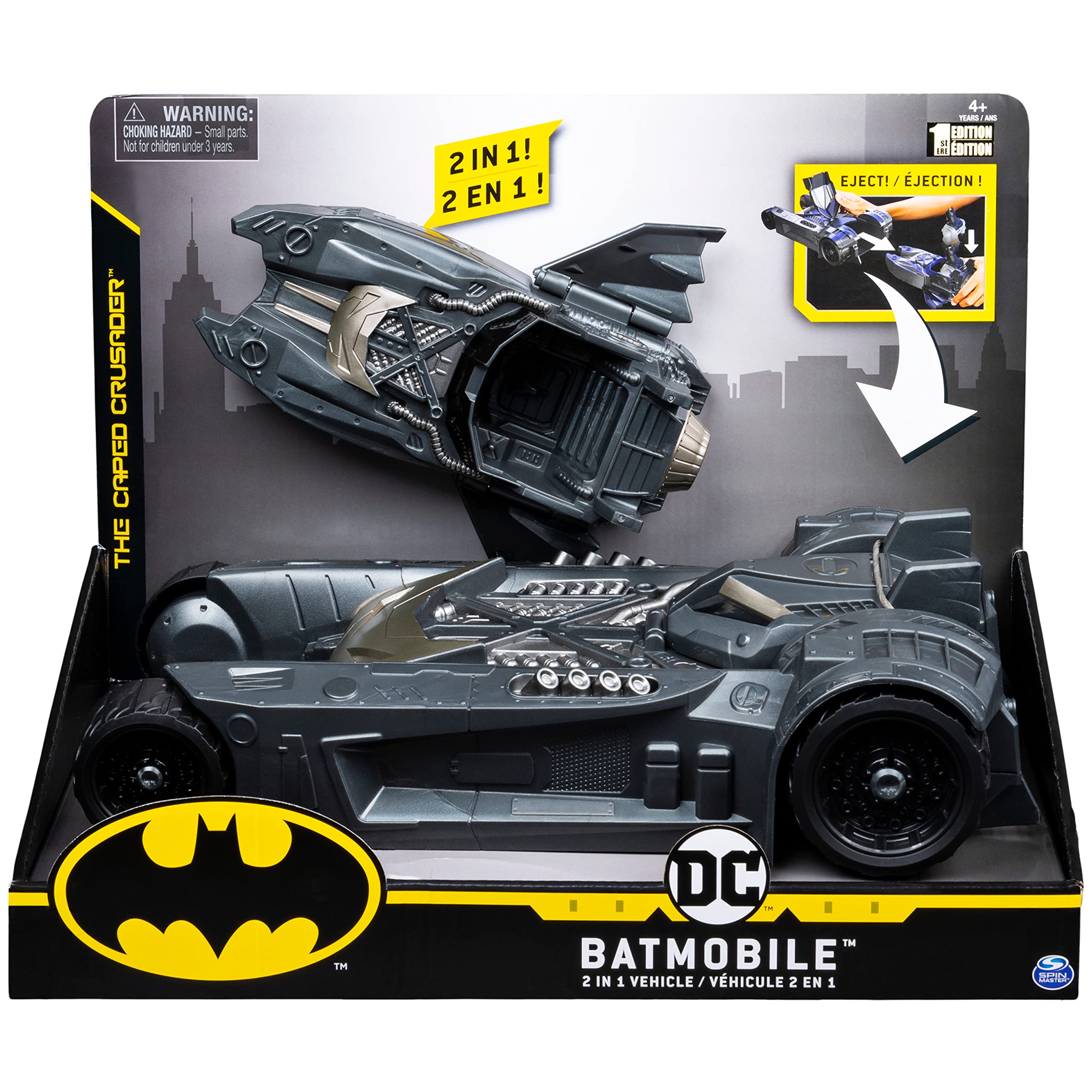 DC Comics BATMAN, Batmobile and Batboat 2-in-1 Transforming Vehicle, For Use with BATMAN 4-Inch Action Figures