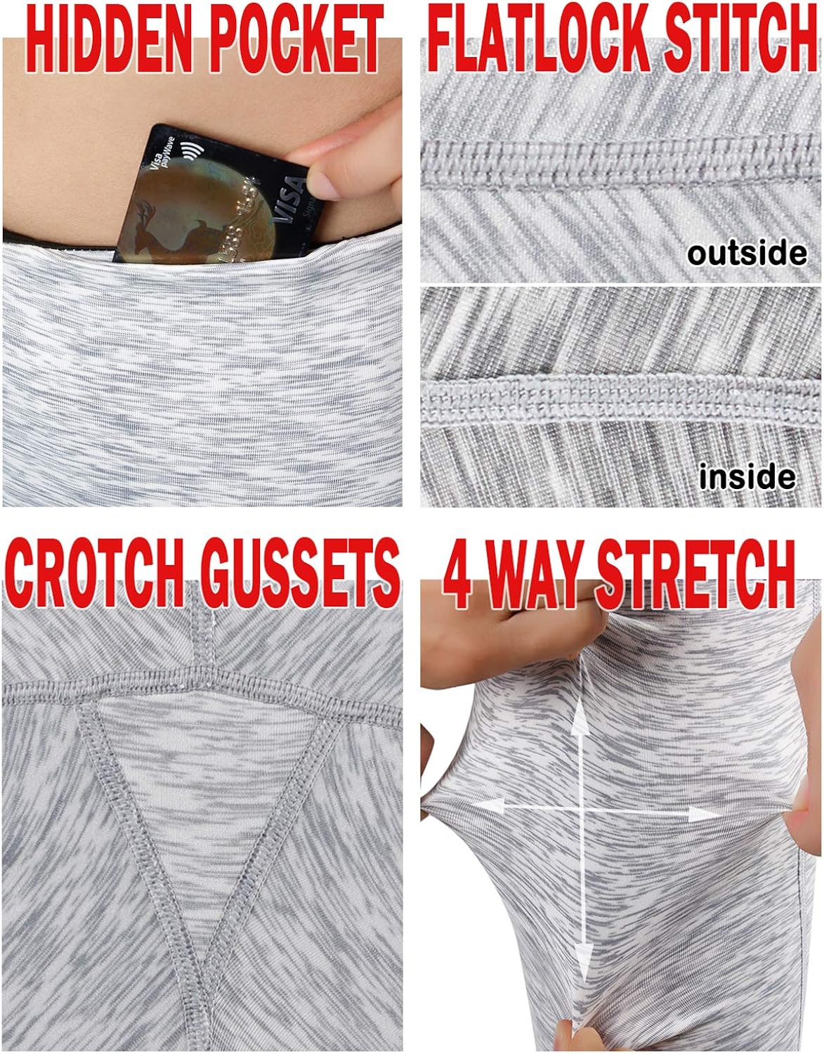 ODODOS Women's High Waist Yoga Capris, Tummy Control Workout Yoga Leggings with Inner Pocket: Clothing