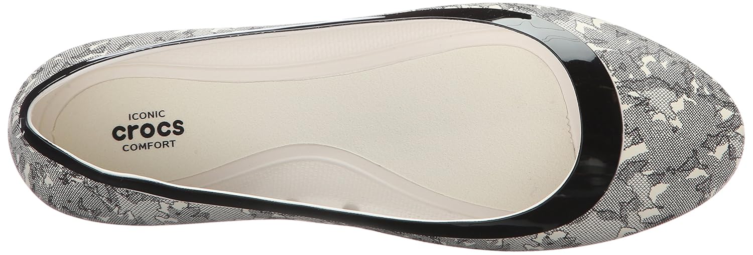 crocs lina shiny women flat in black