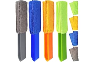 BAIDOON 4 Pack Blinds Duster,with 4 Removable and Washable Microfiber Sleeves, Window Blinds Cleaner Duster Brush, Blinds Cleaning Tools for Window Blinds, Air Conditioner Vents, Fans, Car Vents