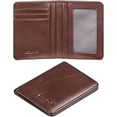 Small Vertical RFID Blocking Wallets for Men ，Bifold Slim Men Wallet Genuine Leather Thin, Compact & Stylish with Clear ID Windows