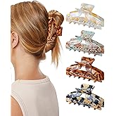 HOKEMP 4 Pcs Hair Claw Clips for Women - Medium Claw Clip Non-Slip Acrylic Hairclips for Thick Thin Hair, Triangle Hollow Design (Color 1)