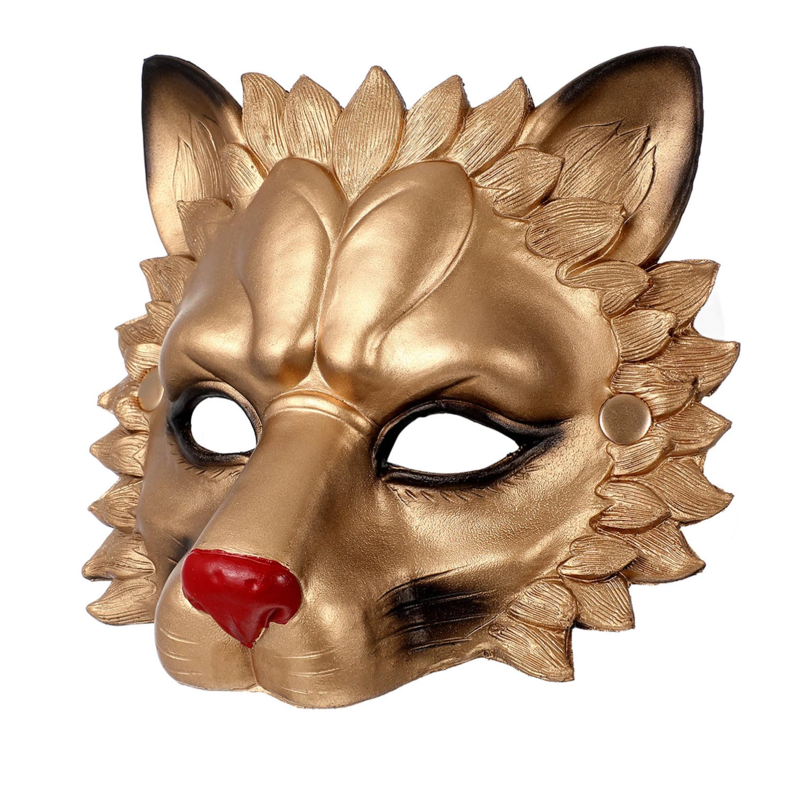 ERINGOGO PU Lion Mask for Halloween Cosplay Golden Party Masquerade Dance Accessory Breathable Material Realistic Lifelike Design for Festival and Costume Events