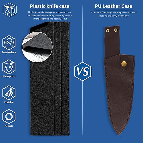 XYJ 3pcs/set Safety Sheath Sleeves,Universal Edge Guards For 10'' Kitchen  Knife,Black ABS Knife Cover Case,Bla