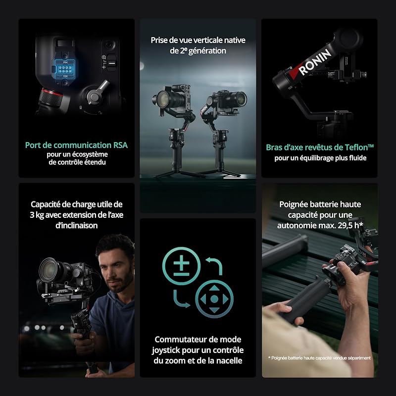 RS 4, stabilisateur Appareil Photo, Canon/Sony/Nikon/Fujifilm