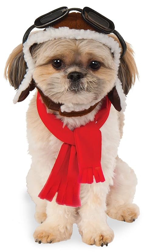 Rubies Aviator Pet Hat & Scarf Set for Dogs or Cats, M/L