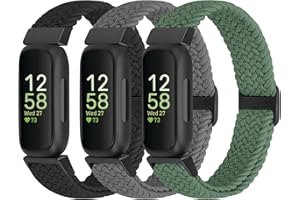 WolliLe Braided Watch Bands Compatible with Fitbit Inspire 3/Inspire 2/Inspire/Inspire HR/Fitbit ace 3/Ace 2, Soft Adjustable Nylon Loop Elastic Strap Sport Replacement Wristbands for Women Men