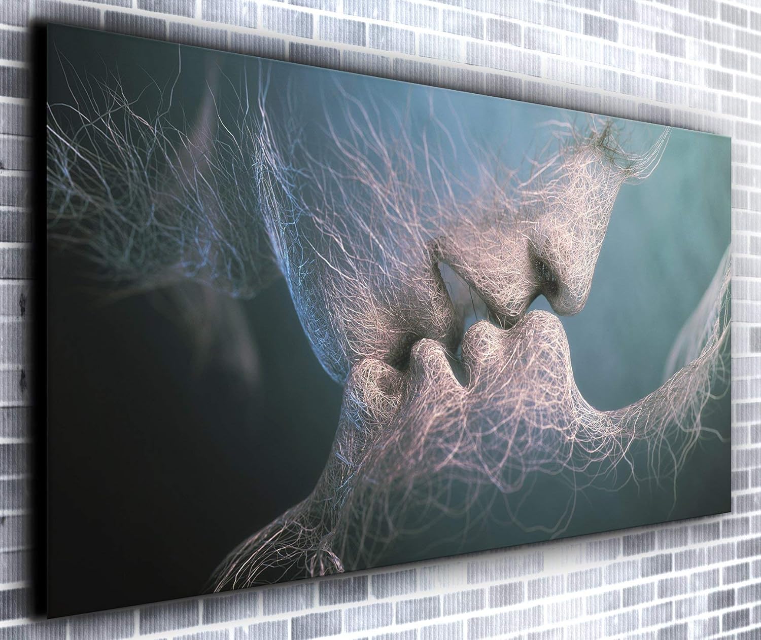 Touching Lips Wall Décor Panoramic Canvas Wall Art Print