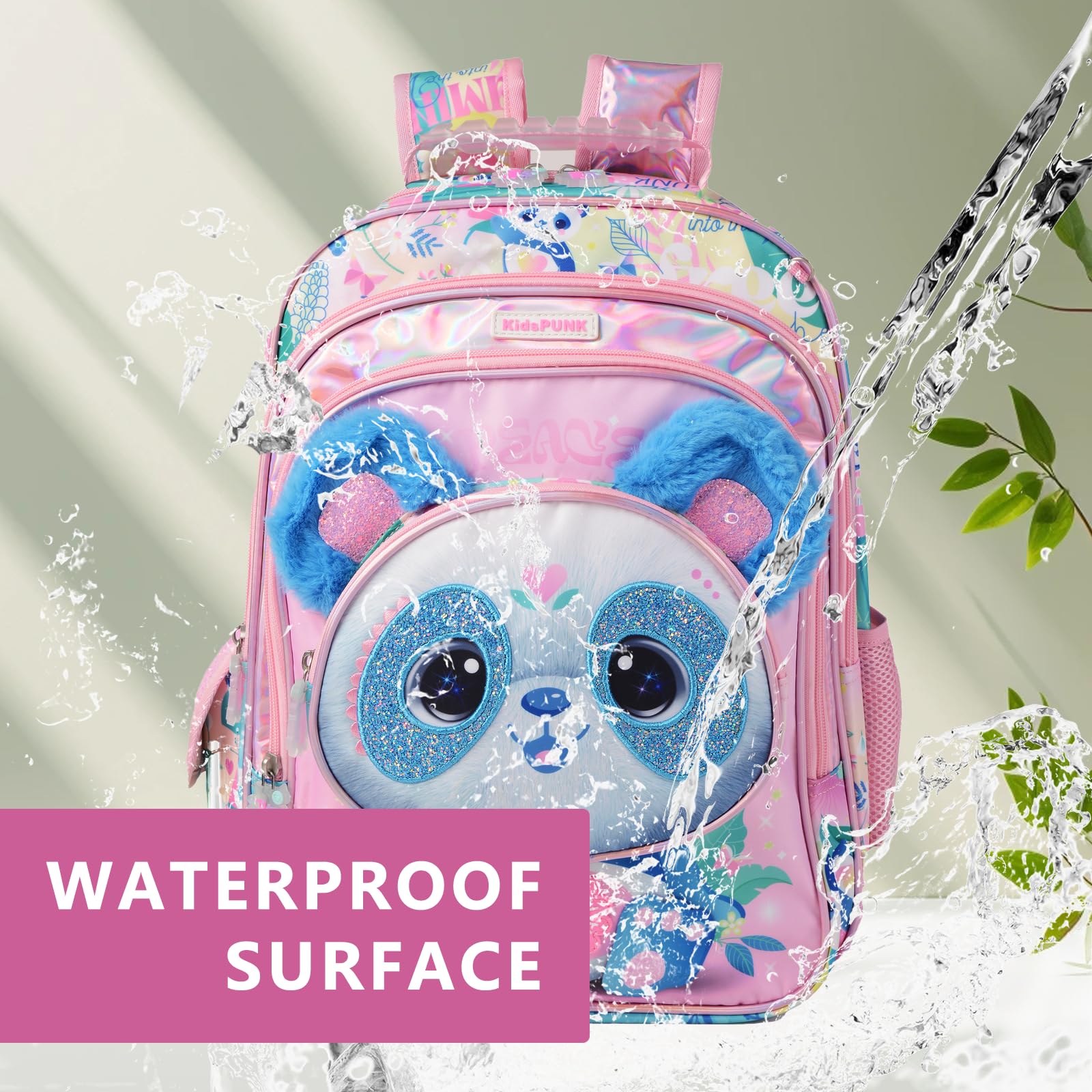 Girls Backpack Kids Backpacks for Girls Cute Panda Backpack for Girls Kawaii Backpack for Preschool Elementary Kindergarten,Pink,Large Capacity,16 Inch