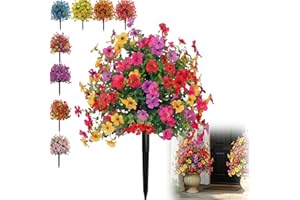 Artificial Violet for Outdoor Indoor Garden Home Decoration,Uv Resistant Waterproof Faux Flowers with Ground Spikes,Colorful 