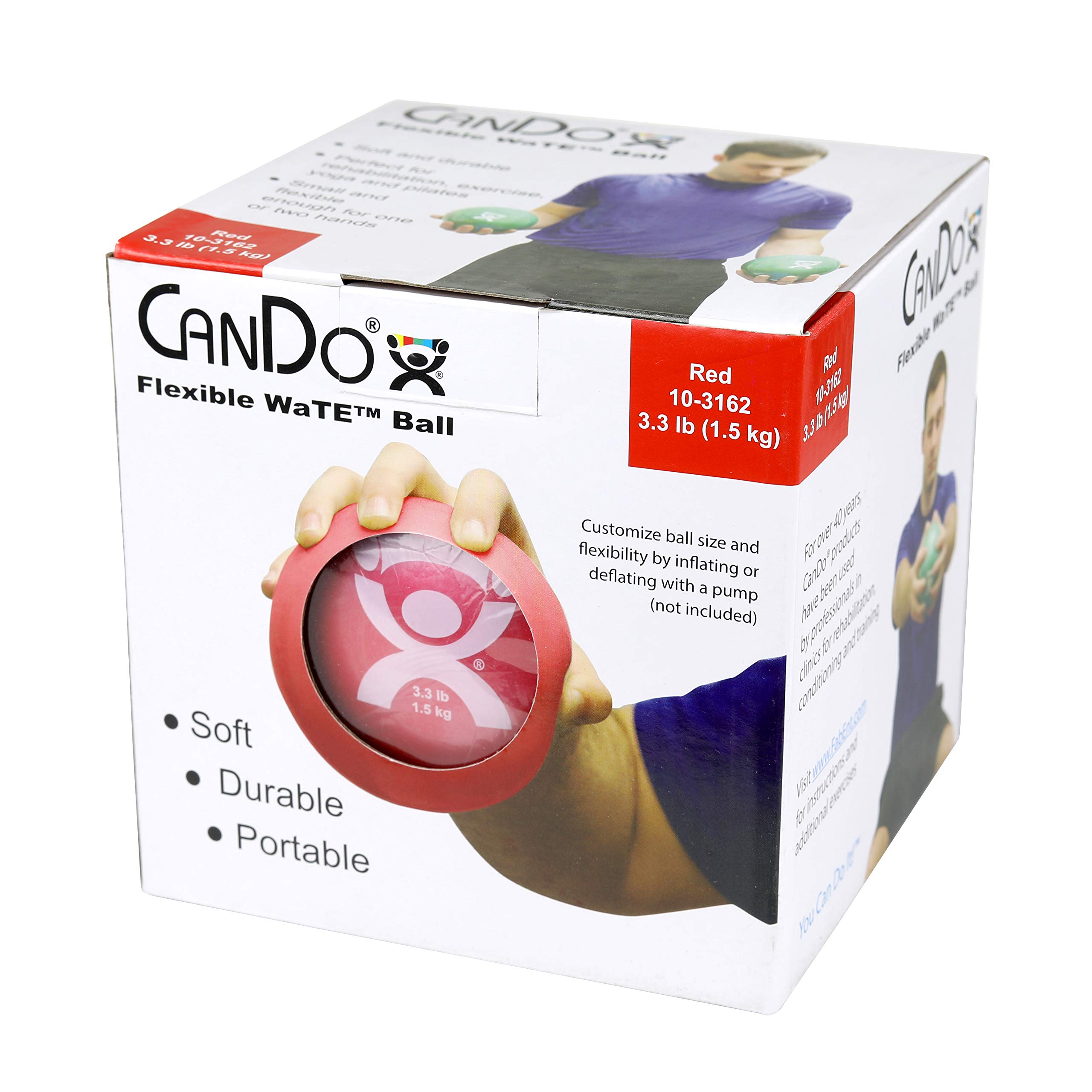 CanDo Small exercise ball - weight ball, red, 1.5 kg - alternative to dumbbells