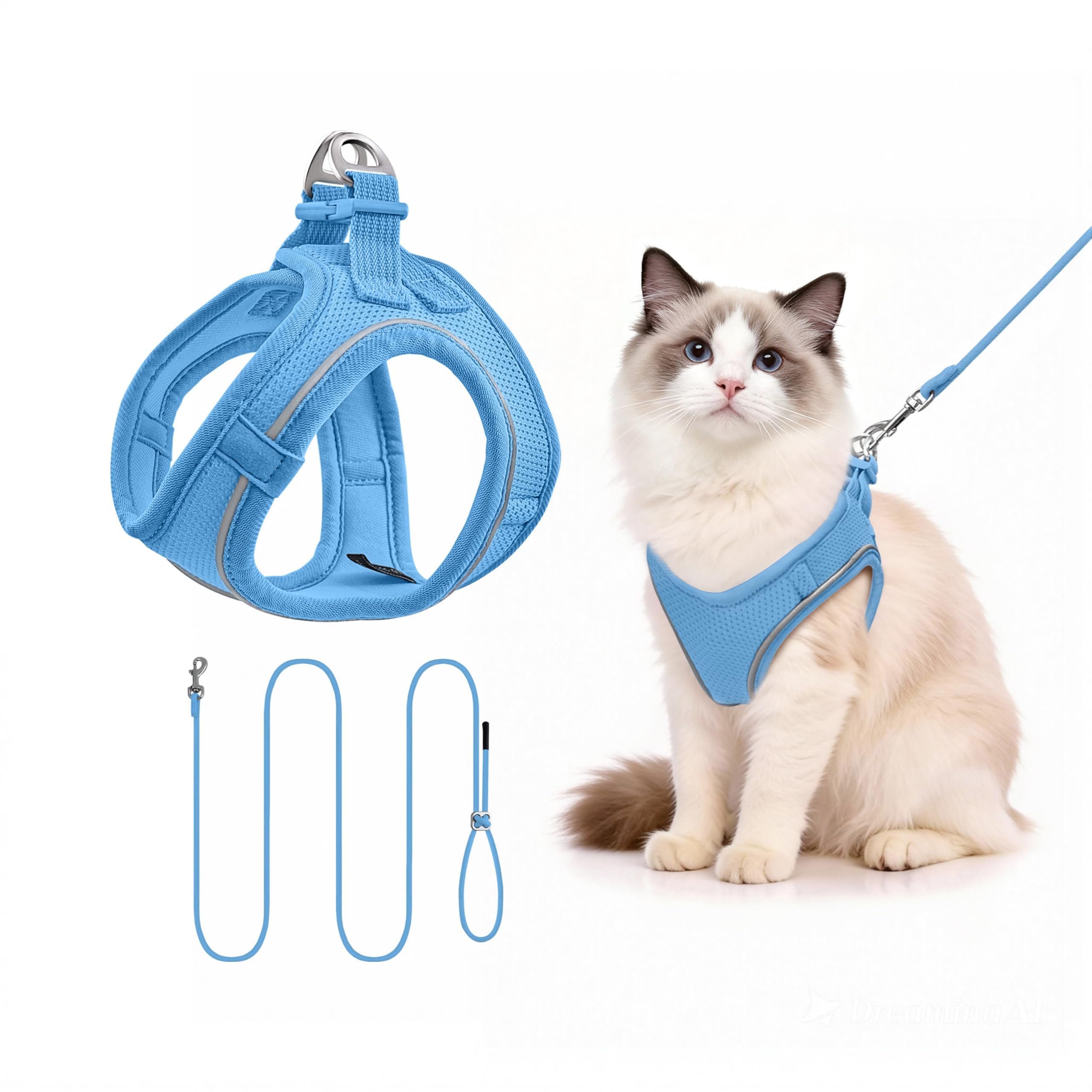 Qianruida Anti Pull Harness for Small Dogs Adjustable Breathable Reflective Harness Cat Puppy Running Training (Blue S)
