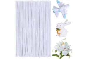 SHWAKK 180 Pieces Pipe Cleaners Chenille Stem, White Pipe Cleaners, Craft Pipe Cleaners, 11.8inch Christmas Pipe Cleaners Chenille Stems for DIY Art Crafts Decorations Supplies (White)
