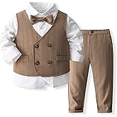 Baby Boys' 4-Piece Gentleman Suit Set with Shirt, Vest, Bowtie and Pants Outfits
