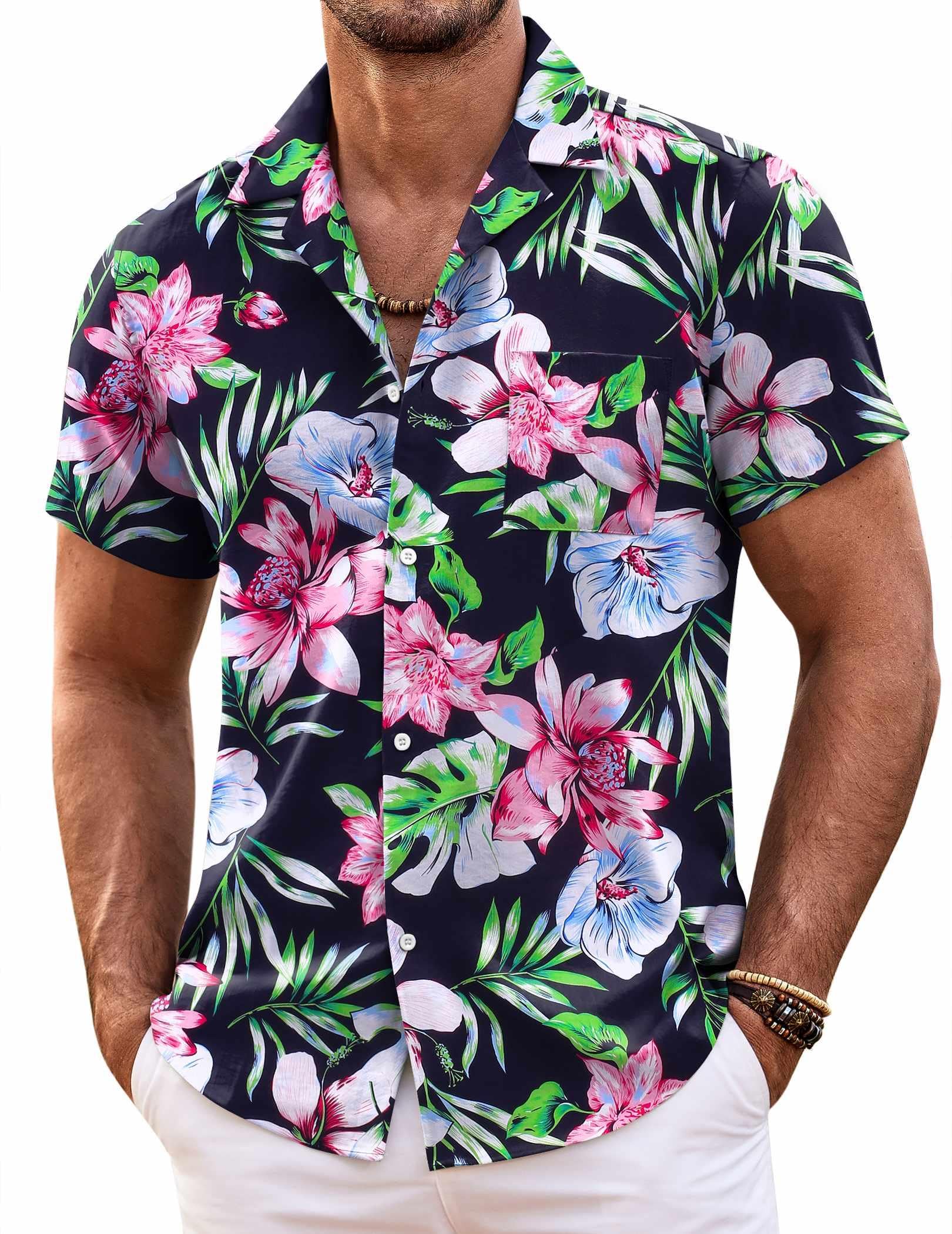 COOFANDY Mens Shirt Aloha Oxford Dress Shirts