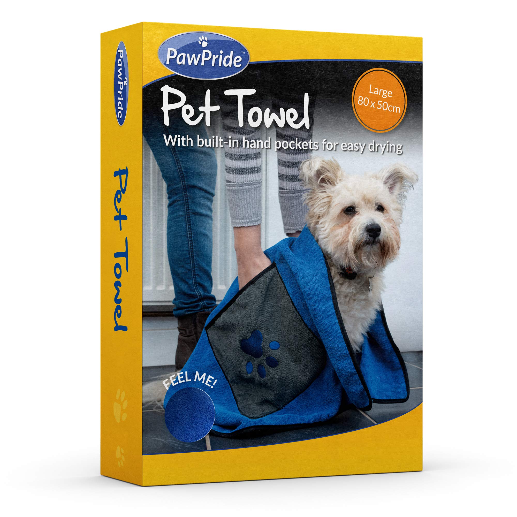PawPride Pet Towel - Lightweight, Microfibre Cloth, Bath Time, Quick-Dry, Super Absorbent, Comfortable, Easy Clean, Machine Washable, Single-Pack Large Towel 85 x 50 cm