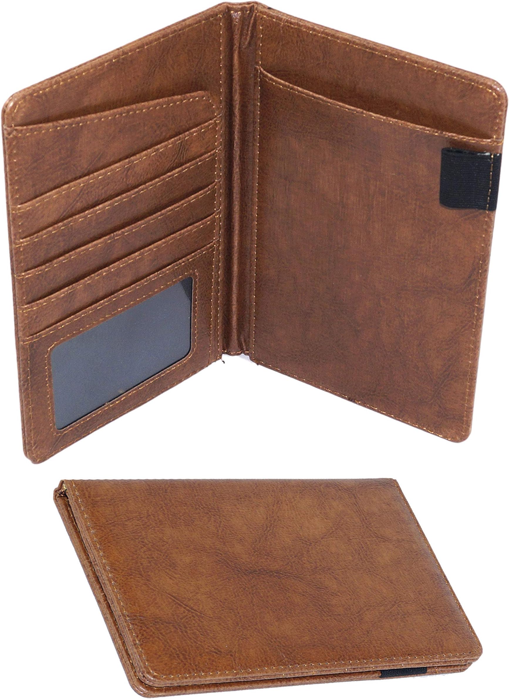 DAHSHA Leather Travel Passport Holder Wallet Credit Debit Card Holder Organiser for Men and Women (Brown)