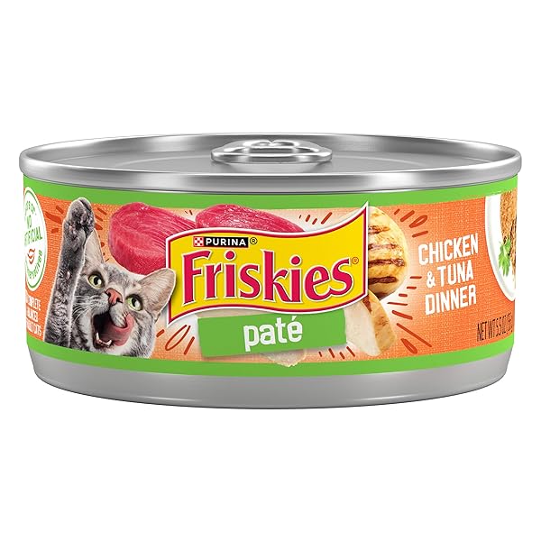 PURINA FRISKIES WET CAT FOOD PATE, CHICKEN AND TUNA DINNER – (PACK OF 24) 5.5 OZ. CANS