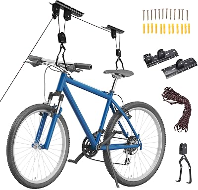 PRO BIKE TOOL Ceiling Mount Pulley System - Heavy Duty Garage Bike Hoist