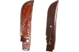 Hulara Genuine Leather Case Handmade Real Leather Knife Sheaths with Belt Loop Pocket Knife Holder for Belt 4.5" Blade Fits Knife Holster