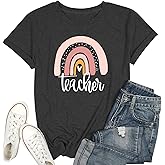 Teach T Shirt Women Teacher Love Inspire Shirts Funny Letter Short Sleeve Graphic Tees Teacher Gift Tops