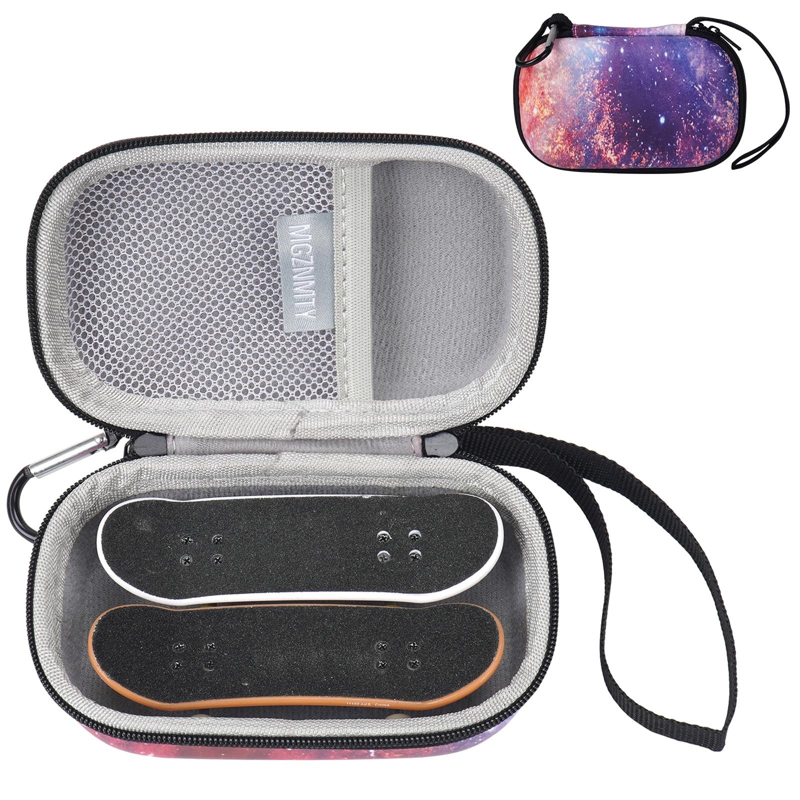 MGZNMTY Portable Storage Case for Teck Deck Ultra DLX Finger Skateboards, Fingerboard Carrying Case Compatible with 2 PCS Tech Deck Fingerboard (Small, Galaxy)