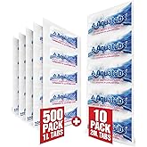 Aquatabs 49mg Water Treatment Tablets for 1L, 5 x 100 Pack + 10 x 334mg Tabs, Value Pack (Plain Label) - Emergency Preparedne
