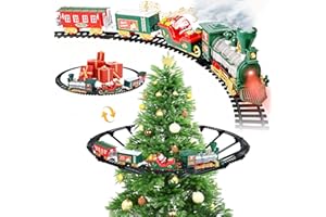 SHXYKZ Hanging Christmas Train Set, Under The Christmas Tree Train Toy Set, Train for Christmas Tree with Real Smoke/Classic Music/Lights, Best Indoor Christmas Train Decor for Families with 2 Ways to Play