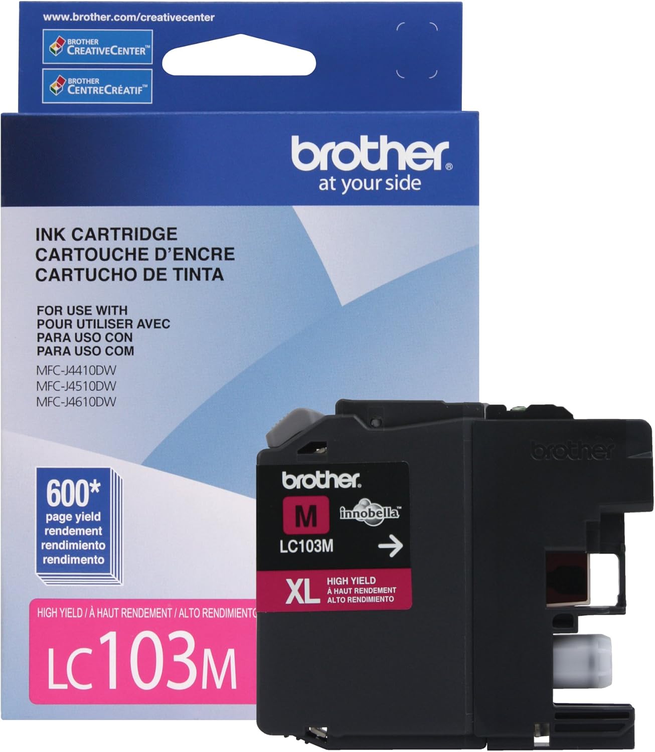 Brother LC-103M DCP-J132 J152 J171 J4110 J552 J752 MFC-J245 J285 J4310 J4410 J450 J4510 J870 J875 Ink Cartridge (Magenta) in Retail Packaging (LC103M)