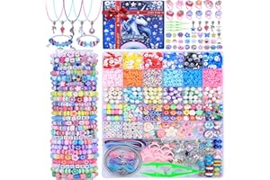 AIPRIDY 3200 Pcs Unicorn Jewelry Activity Kit,Clay Beads Bracelet Making Kit,Flat College Style Beading for Friendship Jewelry Making,Crystal Time Gem Ring Gifts,DIY Crafts for Teen Girls(Sapphire blue)