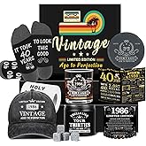 40th Birthday Gifts for Men, Unique Gift Ideas for 40th Birthday Men Who Have Everything, 1986 40 Year Old Birthday Gift Baskets for Man Whiskey Glass Baseball Cap Socks Toilet Paper