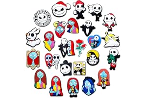 Wlyosvje 25 40PCS Halloween Shoe Decoration Charms for Clog Sandals, Skull Horror Couple Charms Accessories
