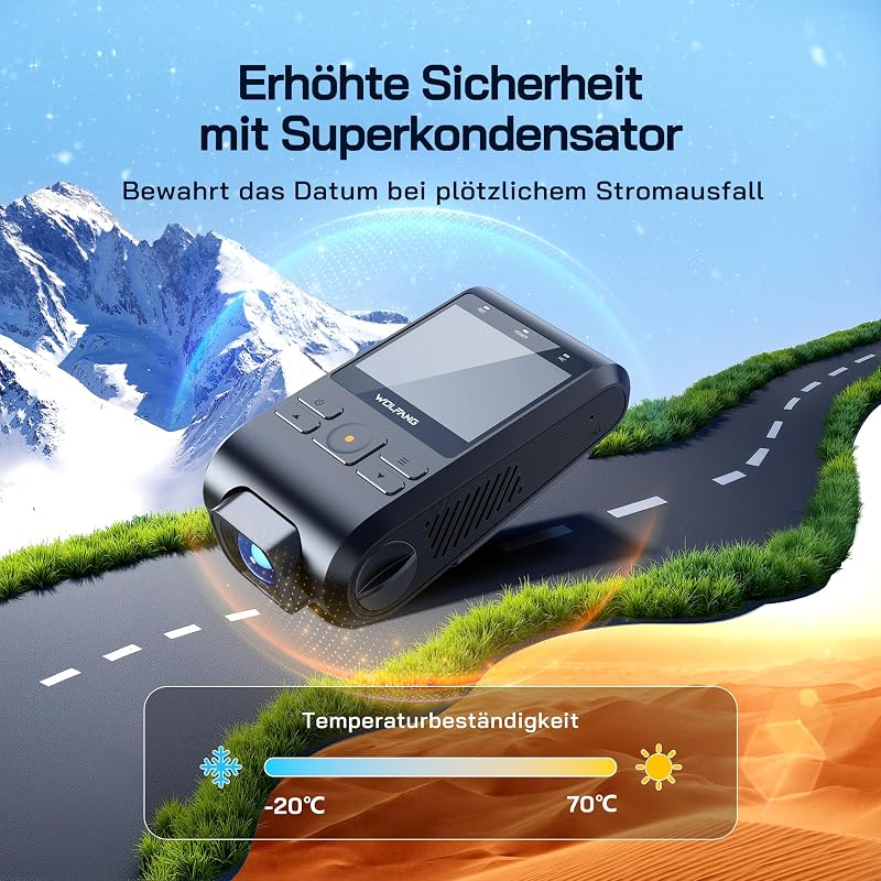 Dashcam, Mini 2.5K Wi-Fi Dash Cam, 2" IPS-Versteckte Dash Cam Auto