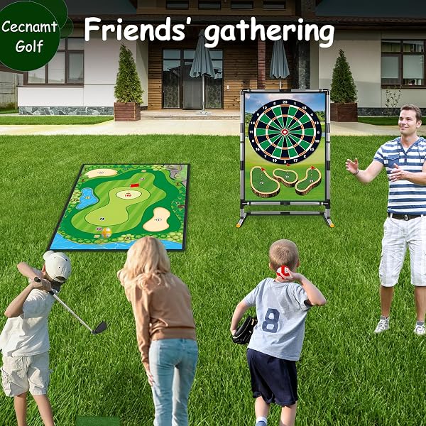 CECNAMT GOLF CHIPPING GAME – BATTLE GOLF WITH DOUBLE-SIDED HITTING MAT & STAND, CHIP STICKY PRACTICE GAME FOR ADULTS & KIDS, INDOOR & OUTDOOR