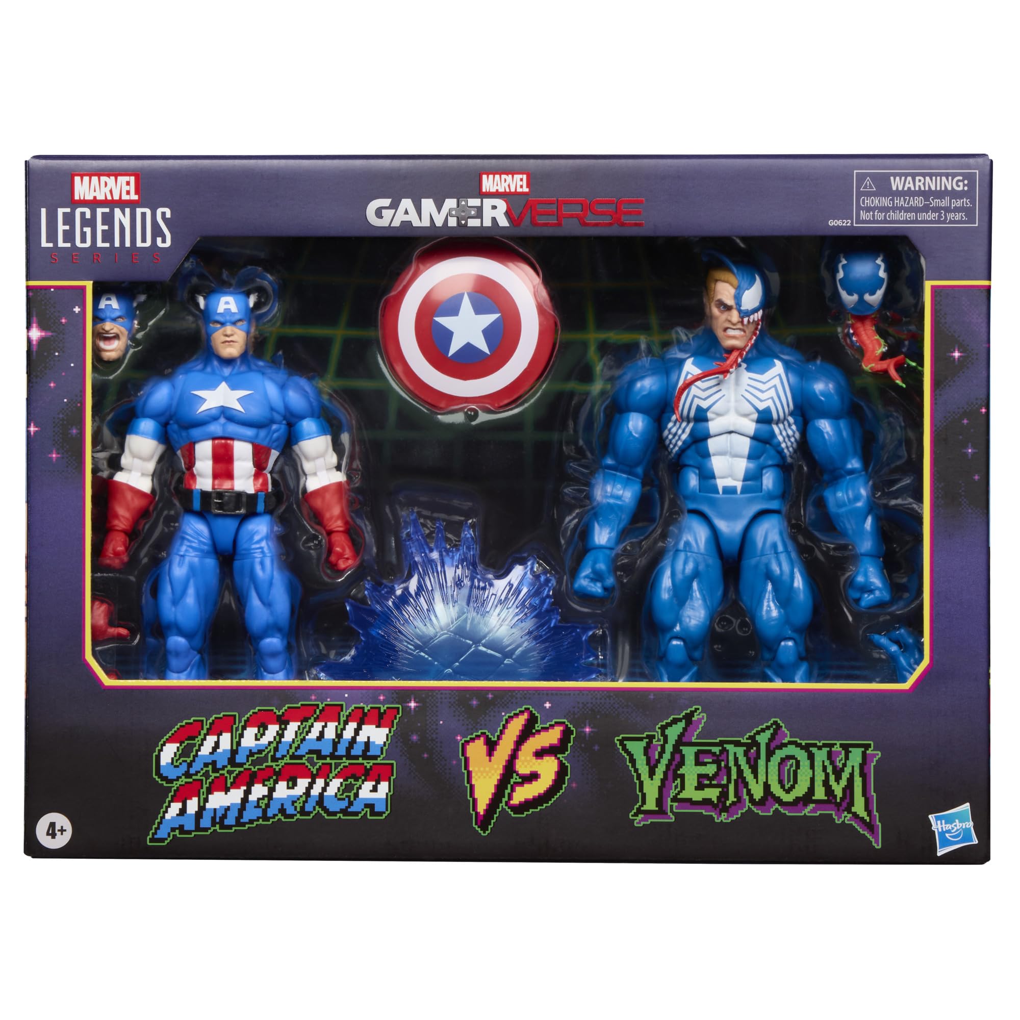 Marvel Legends Series Gamerverse Captain America vs Venom, Retro Video Game-Inspired Collectible 6-Inch Action Figures