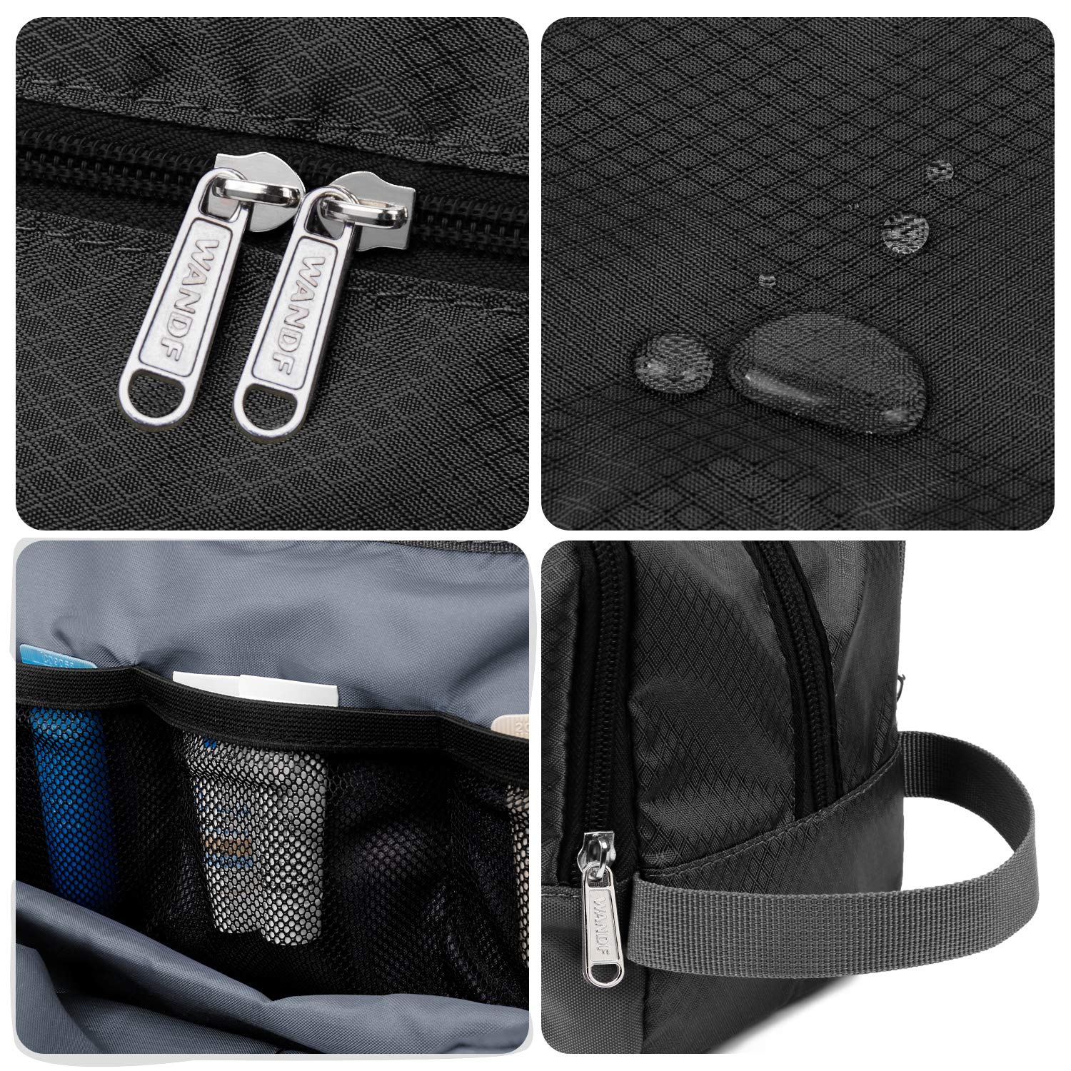 Toiletry Bag Small Nylon Dopp Kit Lightweight Shaving Bag for Men and Women (Black) : Beauty