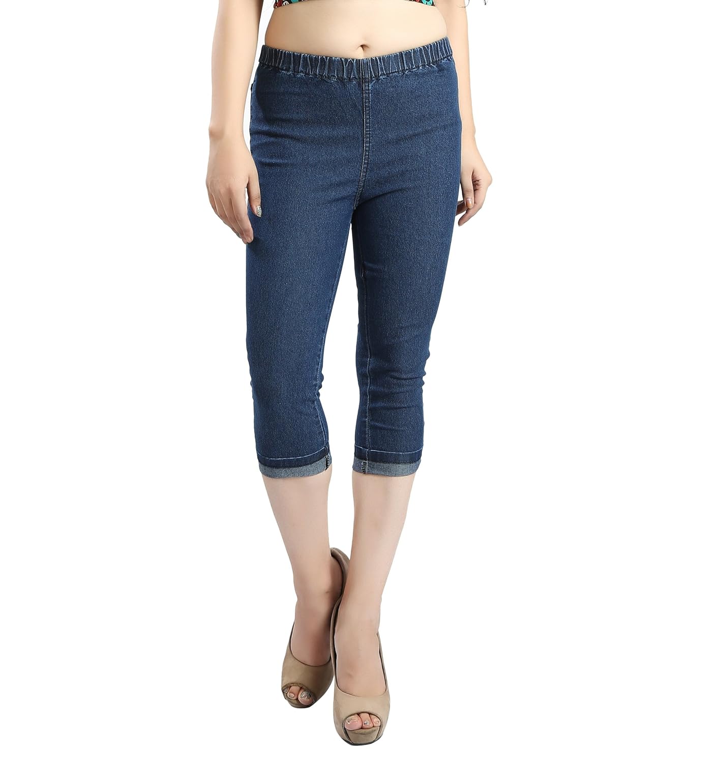 fck-3 women's slim fit stretchable denim capri jegging