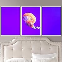 3 Piece Framed Canvas Wall Art Colorful Jellyfish Marine Life Canvas Prints Home Artwork Decoration for Living Room,Bedroom - 16