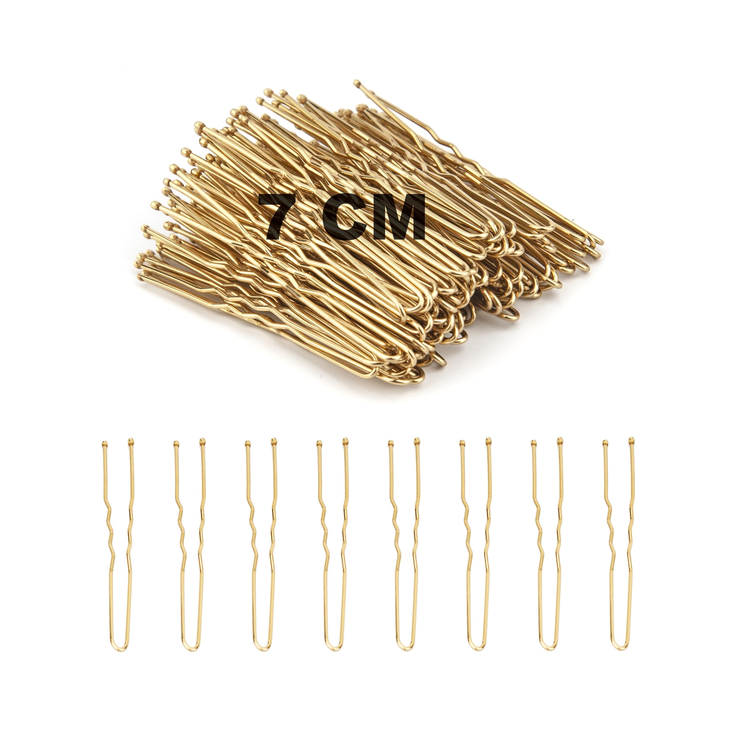 Hair Grips U Shaped 100 Pcs, Gold Bobby Pins for Thick Hair, Hair Accessories for Women, Hair Pins for Women with Storage Box (Gold, 7 cm)
