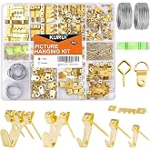 KURUI 303Pcs Picture Hanging Kit, Picture Hangers Assorted Kit with Heavy Duty Picture Hanging Hooks/Hardware Nails/Sawtooth/Wire/D Rings/Level, Metal Picture Wall Hooks for Frame Canvas Mounting