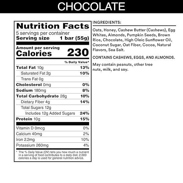 RXBAR A.M. PROTEIN BARS, GLUTEN FREE SNACKS, BREAKFAST SNACKS, CHOCOLATE, 9.7OZ BOX (5 BARS)