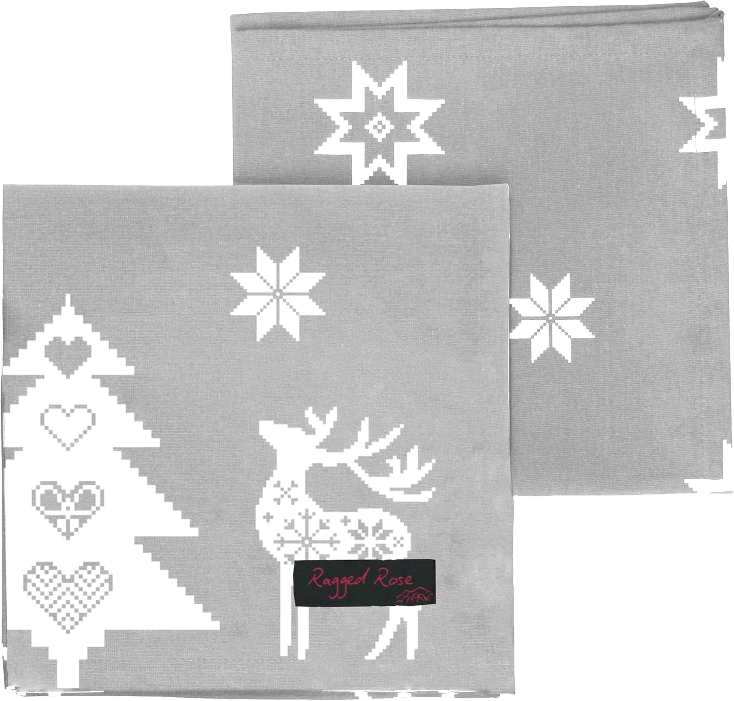 Ragged Rose Christmas Napkin, Cotton Napkins for Christmas-Themed Dining Table Setting & Silverware